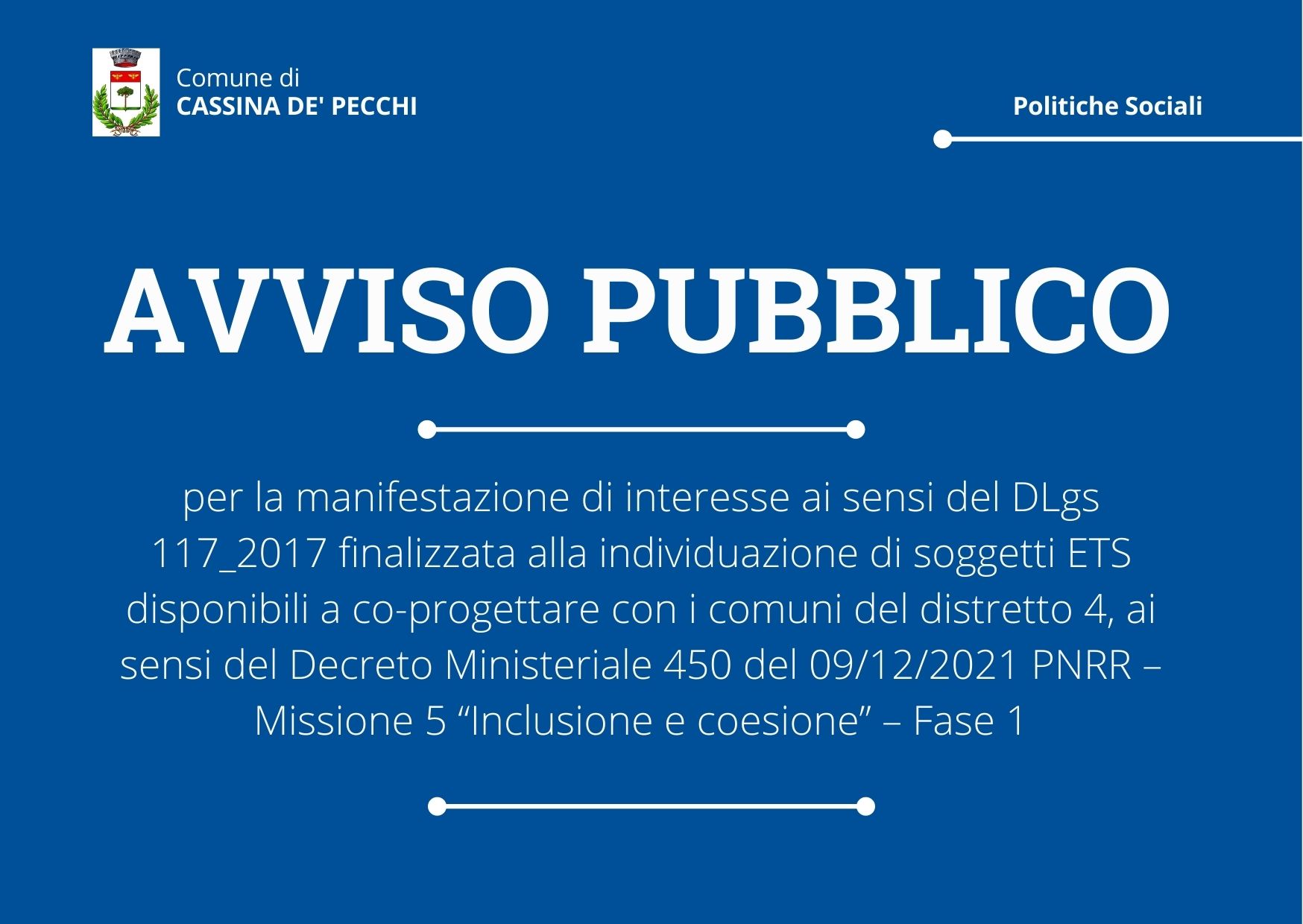 Avviso pubblico soggetti del Terzo settore co-progettazione Fondi PNRR