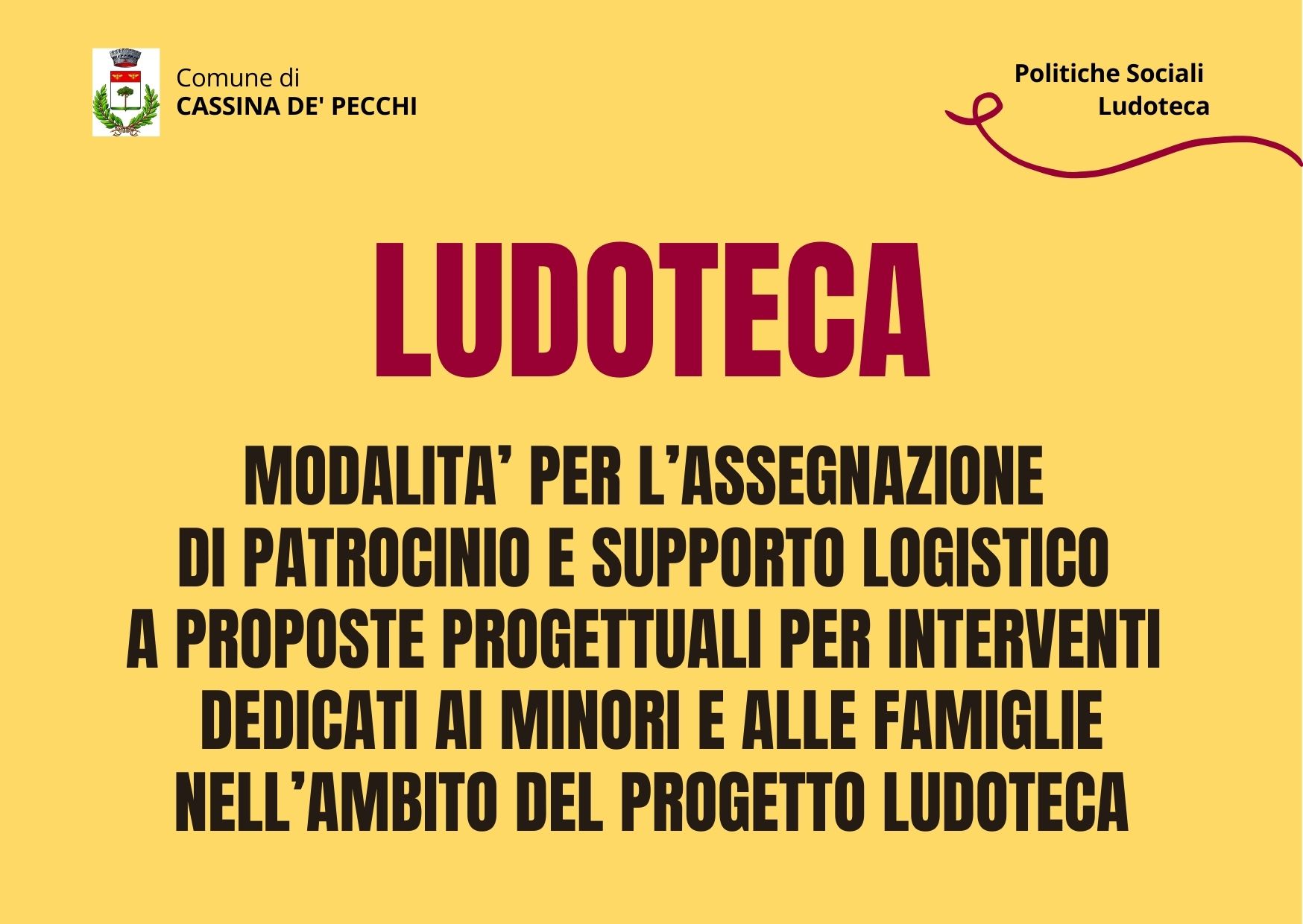 Ludoteca, patrocinio e supporto logistico alla proposte progettuali